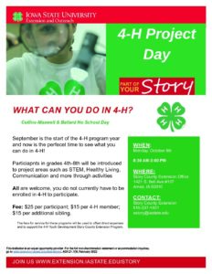4 H Project Day Flyer B CM 109